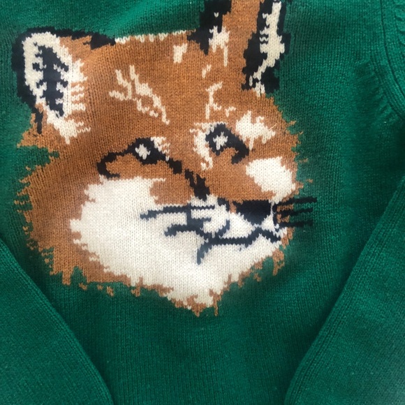 SOLD! Maison Kitsune Green Fox Wool Sweater S - Picture 3 of 8